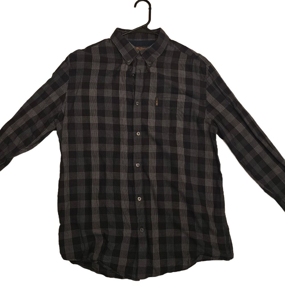 VGUC - Ben Sherman Men's Blue & Grey Button-Up Shirt XL